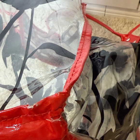 Red and Black Floral Transparent Tote Bag - Picture 7 of 10